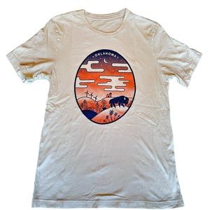 OKLAHOMA cream orange buffalo graphic t-shirt